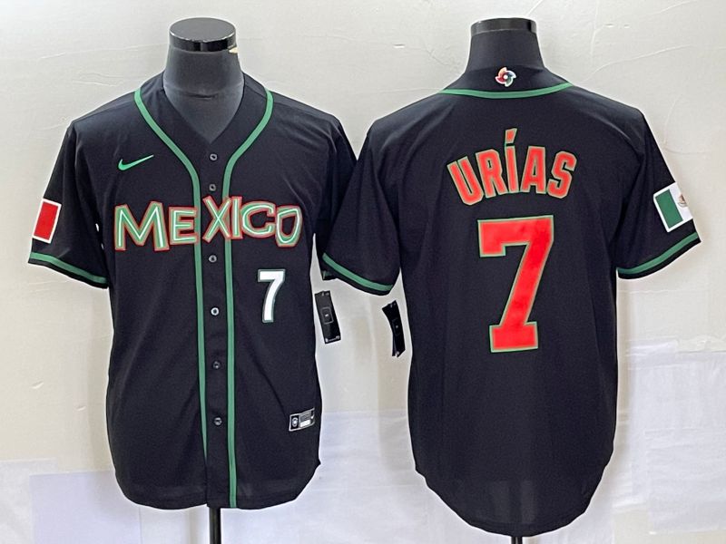 Men 2023 World Cub Mexico #7 Urias Black red Nike MLB Jersey4